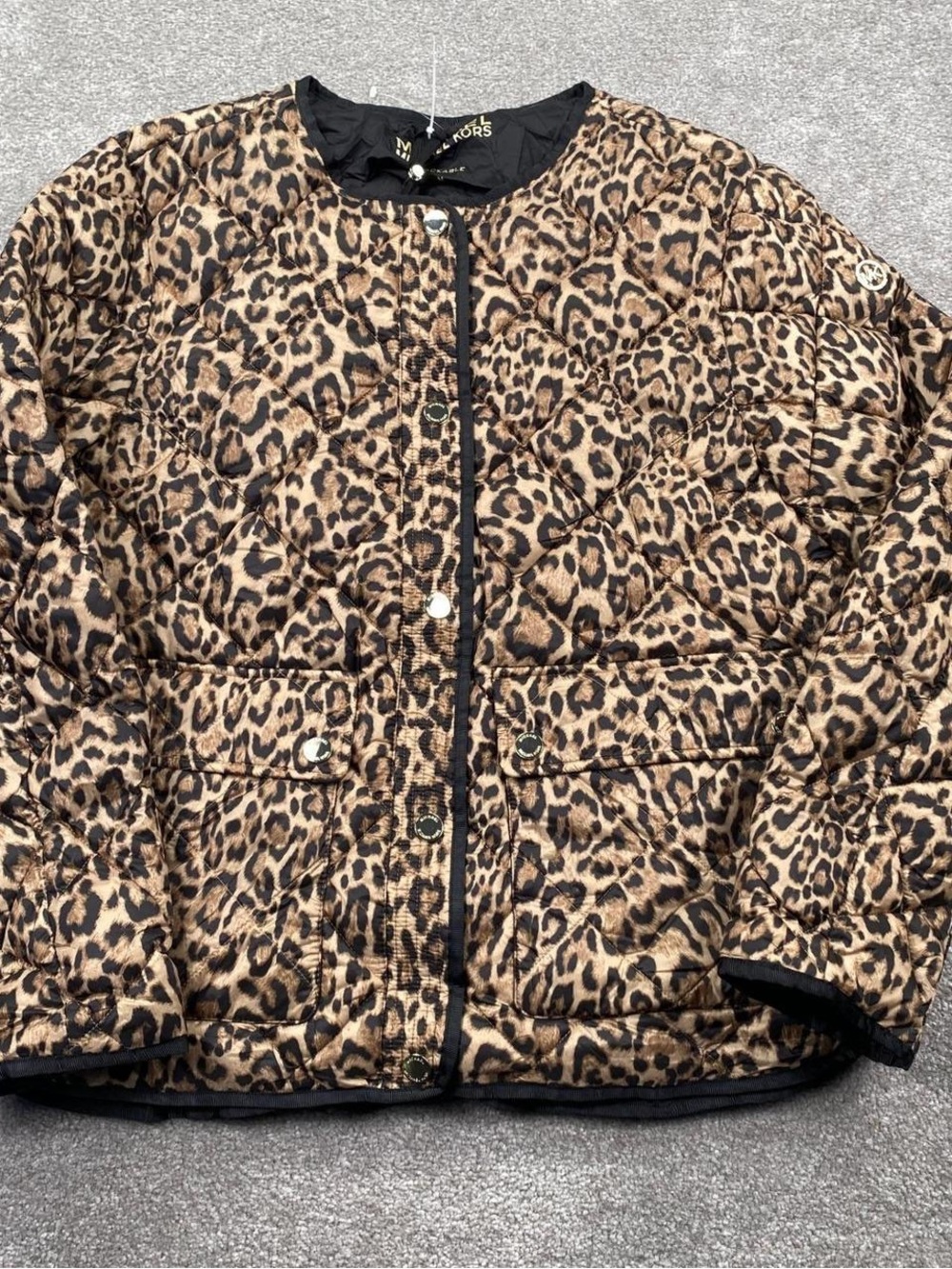 $150 Michael Kors Animal Print Quilted Packable Jacket small